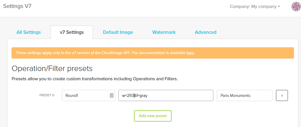 Preset Alias Image Transformation