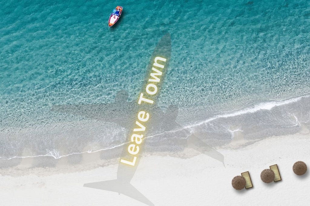 Airplane shadow over beach — Vacation