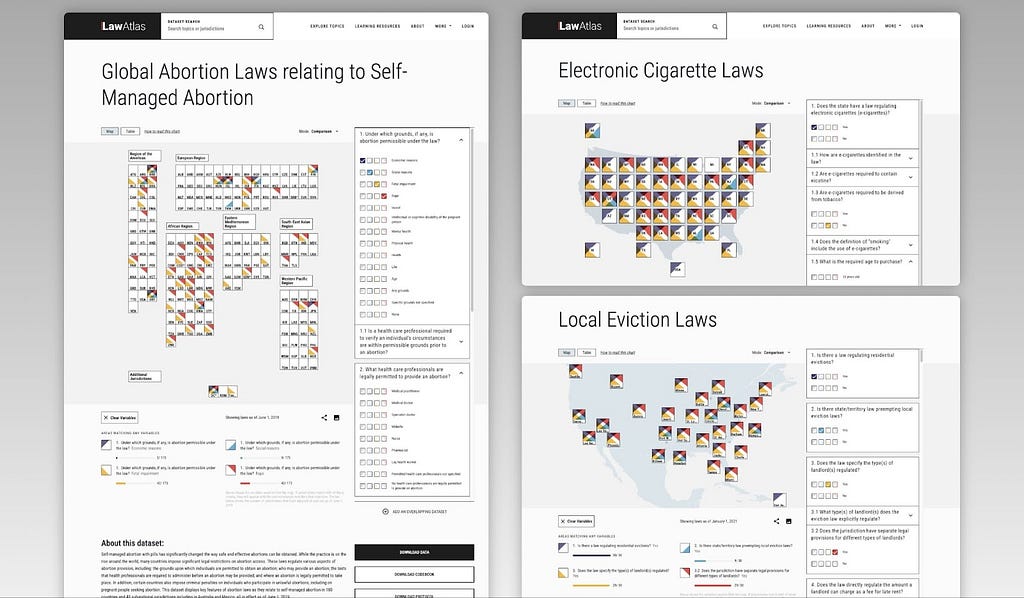 Examples of maps for the Law Atlas project.