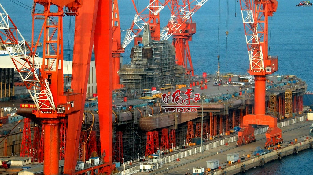 Aircraft carrier 001A or CV-17, under construction at Dalian shipyard. It is expected to be launched by early 2017 at the latest, and is likely to enter service before 2020