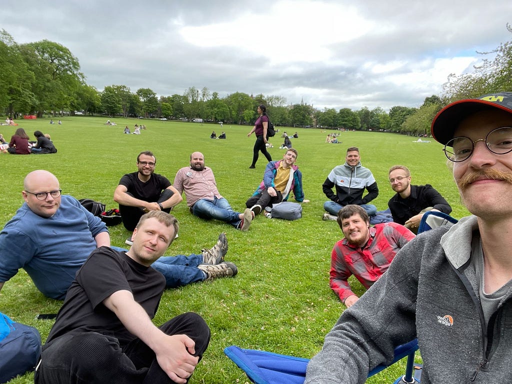 The Mesa Team at a recent lunch meetup on The Meadows in Edinburgh