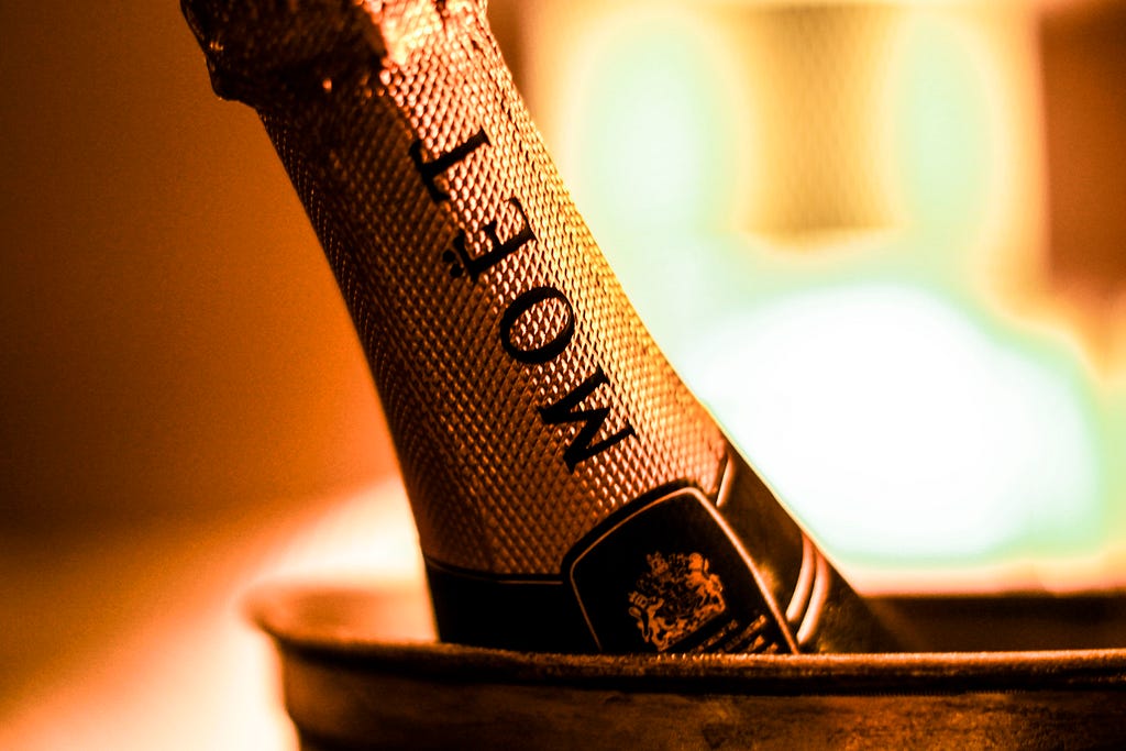 A bottle of Moet champagne