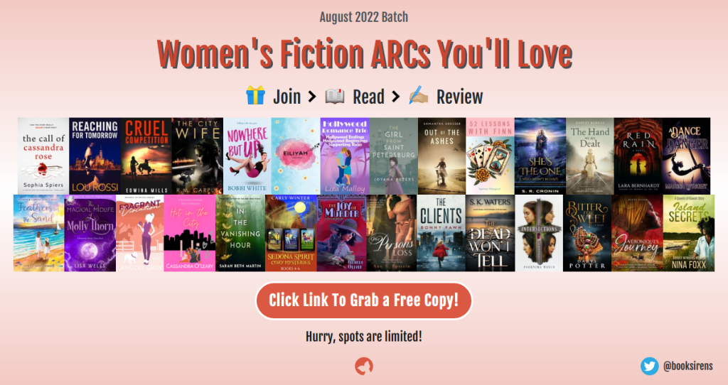 BookSirens Aug 2022 ARCs Banner — Women’s Fiction