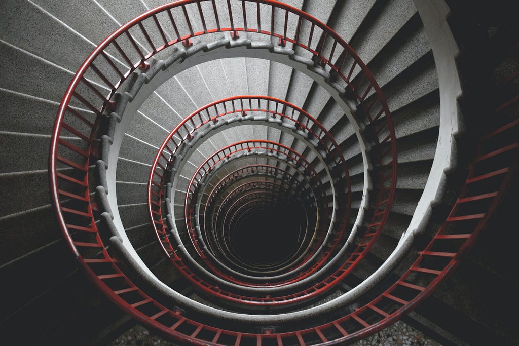 A spiral staircase loop.