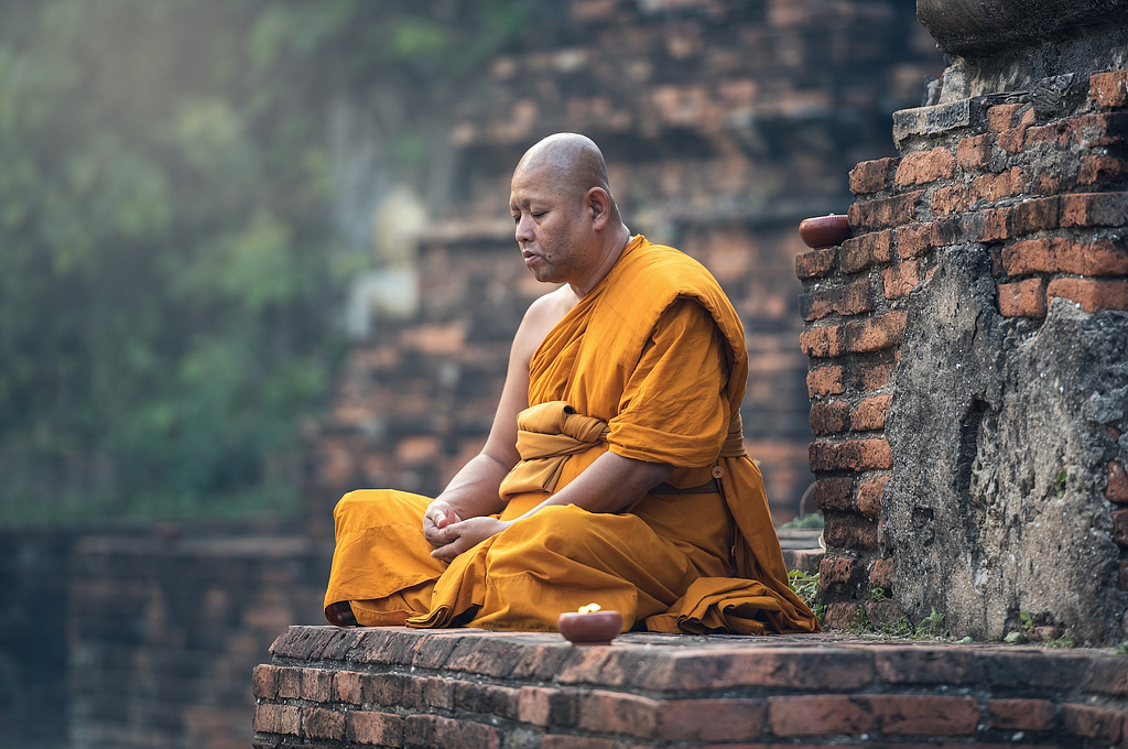 Monk in Zen Meditation Posture