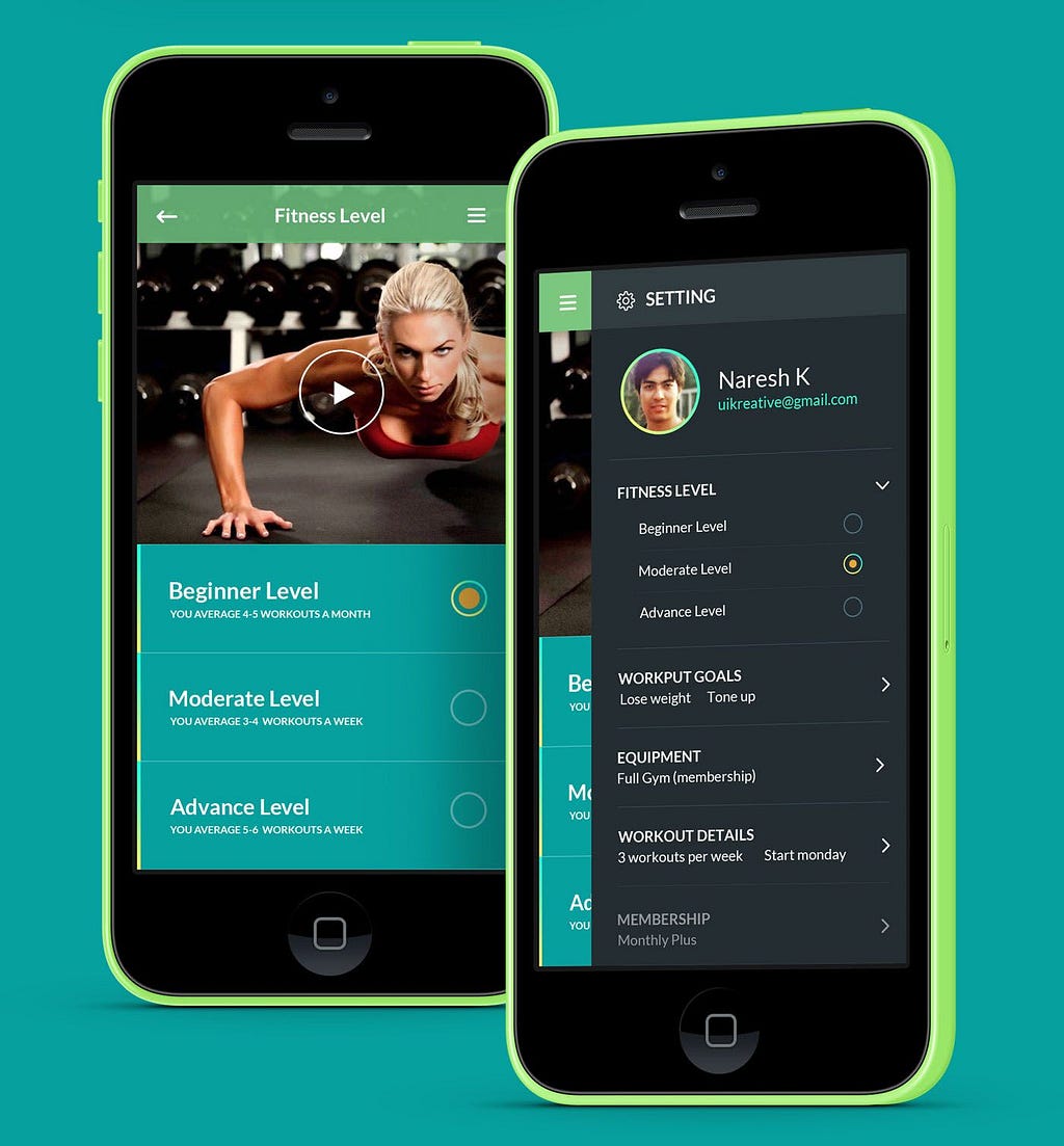 customized and personalized workouts on fitness app