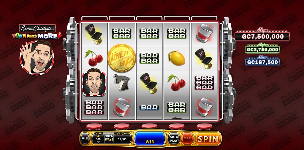 Screenshot of Brian Christopher’s Pop’n Pays More Slot from Chumba Casino