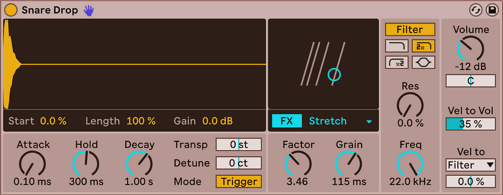 The Drum Sampler instrument from Ableton Live 12.1.