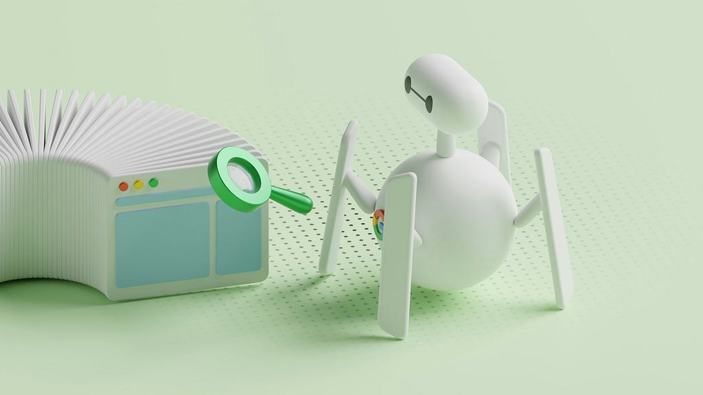 3D art of a search engine optimization Google bot