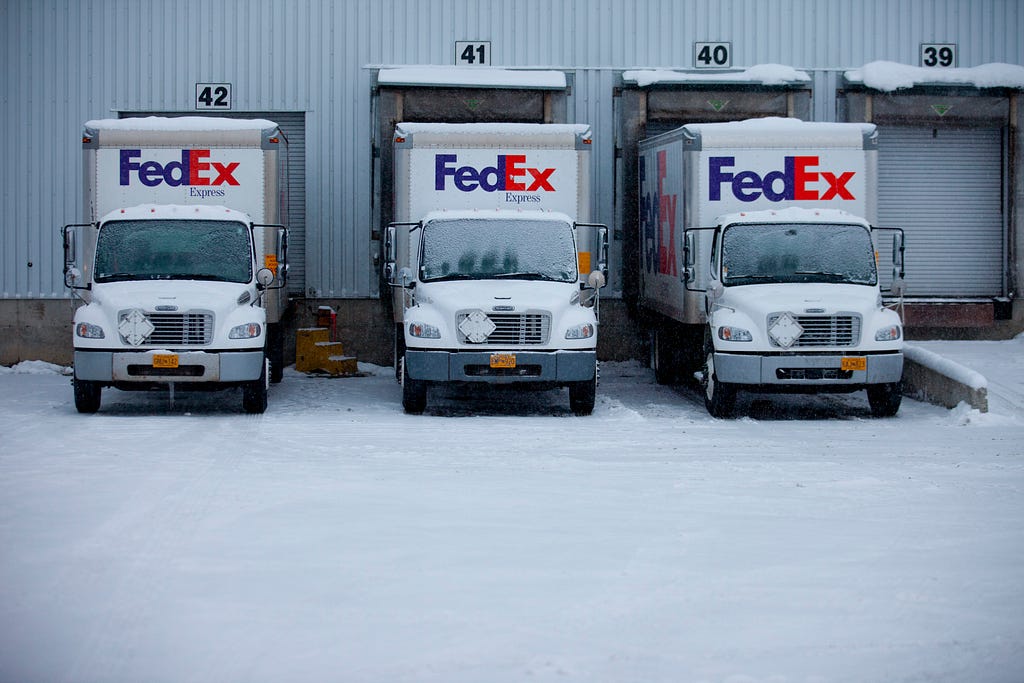 FedEx trucks in Anchorage, Alaska
