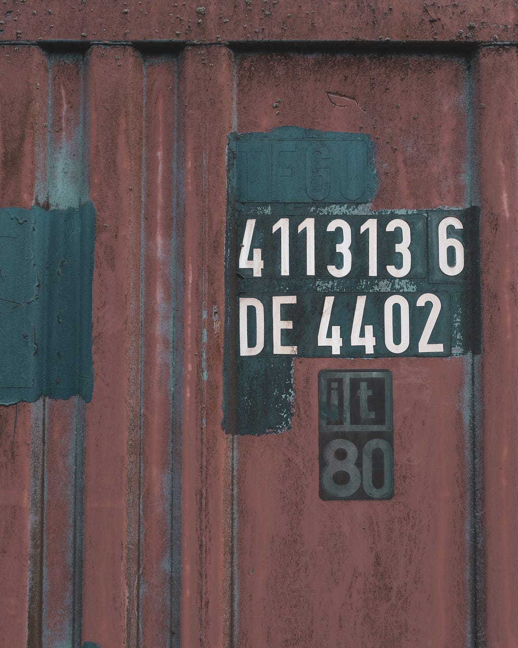 A rusty shipping container