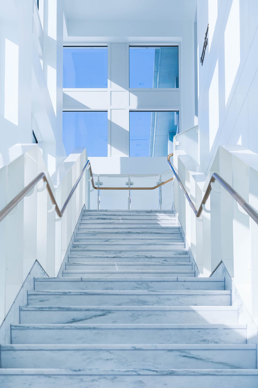 Looking upward at a flight of stairs