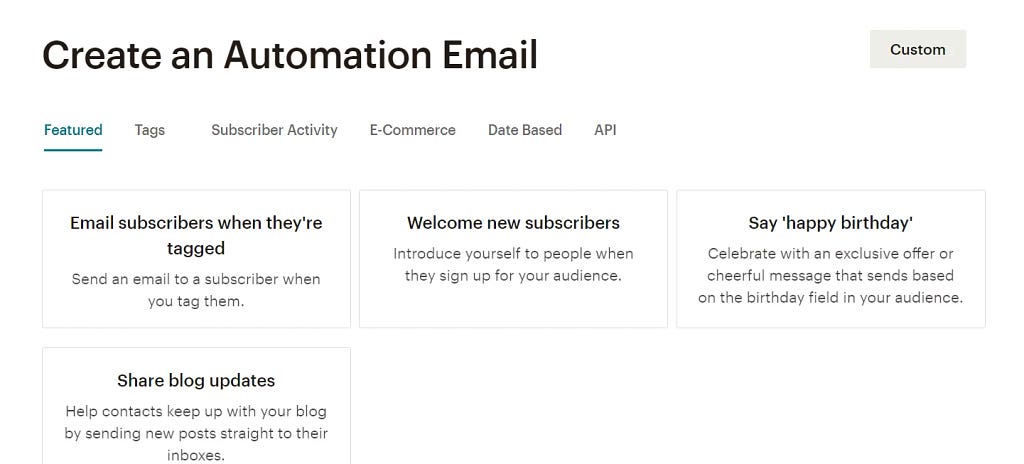 A window for creating automation emails.