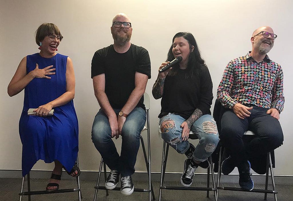 Kelsey Schwinn (GM of Today), Gerry Scullion (Director of Humana), Chirryl-Lee Ryan (Transdisciplinary Designer), Andy Polaine (Regional APAC Design Director for Fjord)