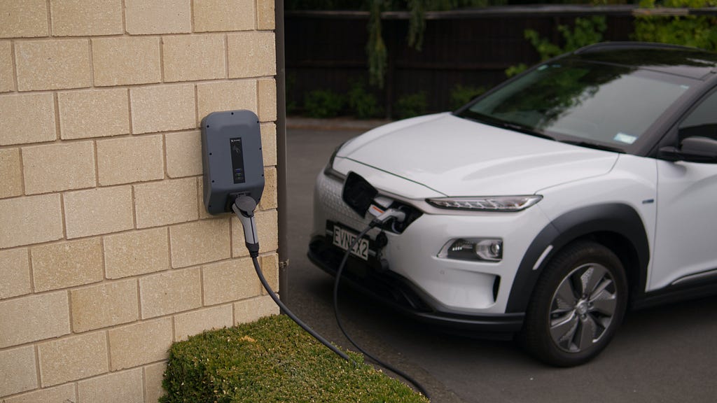 An electric vehicle charging.