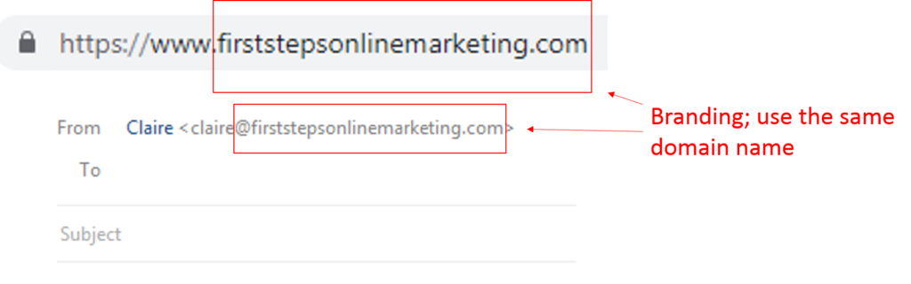 domain name and email address