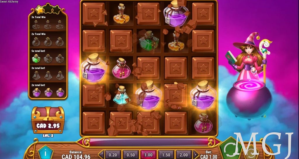 Screenshot of Sweet Alchemy slot Elixir of Power Bonus Win — Play’n GO