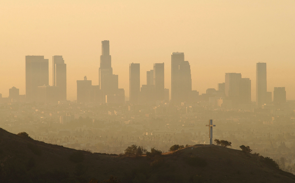 A polluted city in California
