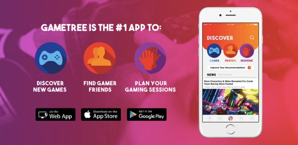 Gaming app to find friends - GameTree