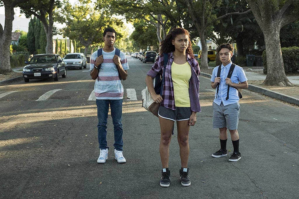 Brett Gray, Jason Genao, and Sierra Capri in On My Block (2018)