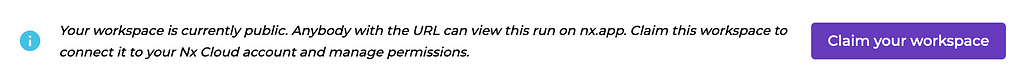 Claim your workspace prompt on Nx Cloud