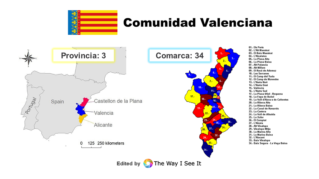 ‘comarca’涵蓋的地理範圍介於省份(provincia)和鄉市城鎮(municipio)之間