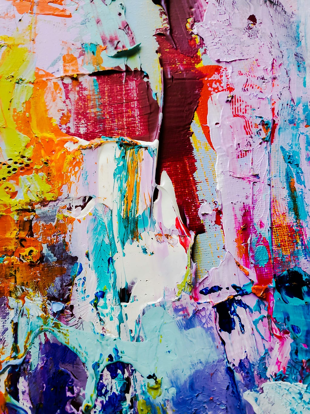 Abstract art showing paint and colors being splashes on a canvas