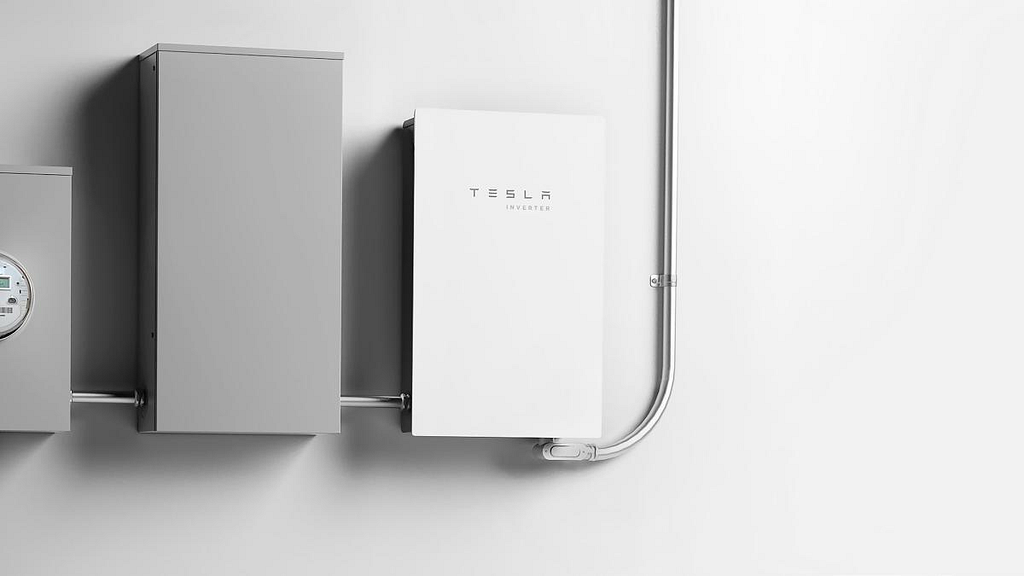 View of the Tesla inverter located on the wall