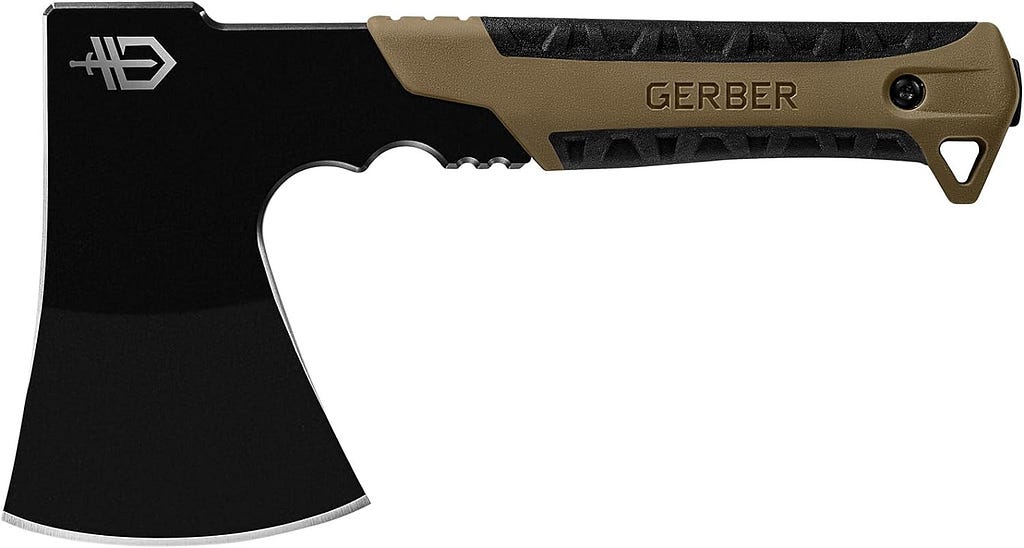 Gerber Gear Pack Hatchet - 3.5 Steel Blade with Full Tang - Camping and Survival Hatchet with Included Mountable Nylon Sheath - Coyote Brown