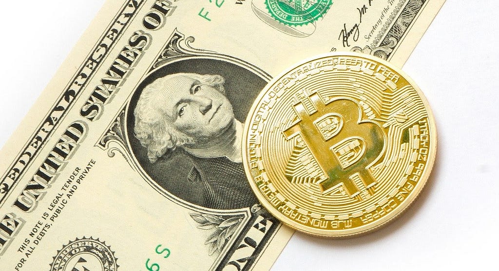 Bitcoin and Dollar Bill