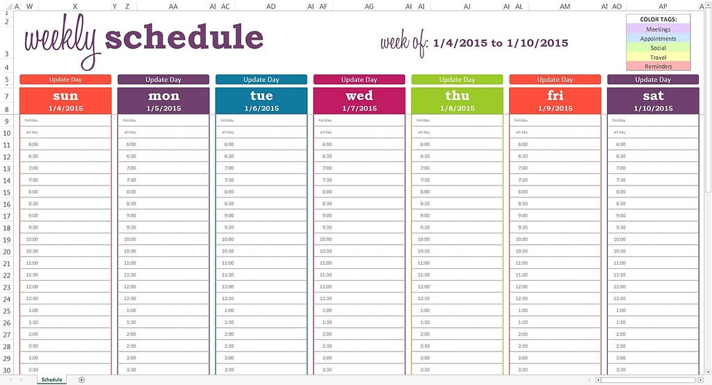 Weekly Calendar With Time Slots Free