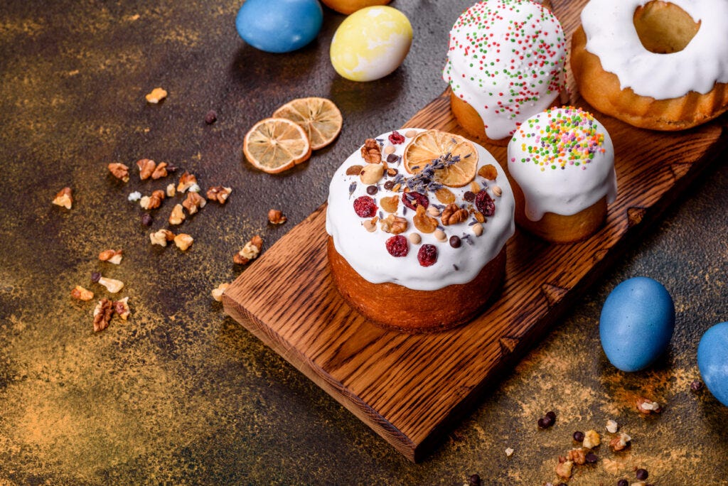 Easter Food and Traditions — picture shows various foods on a table — History of Easter