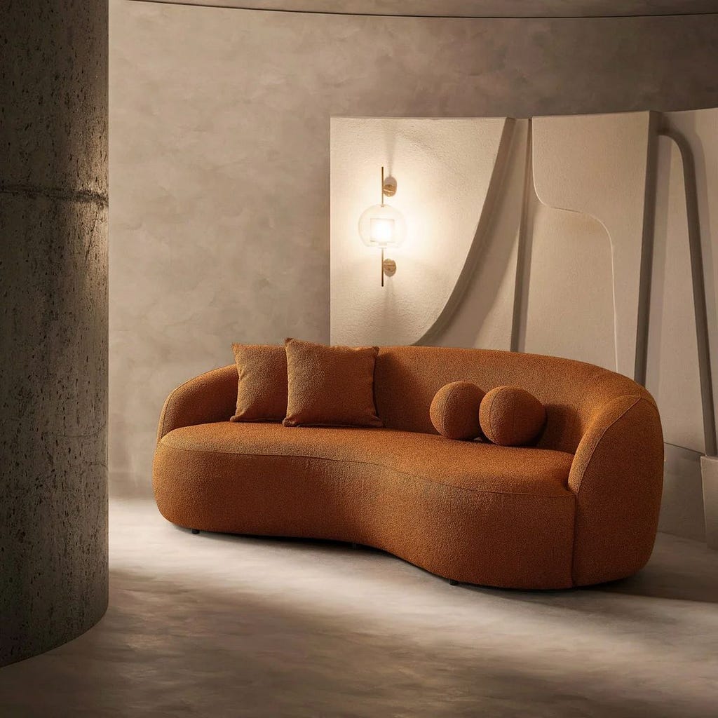 The Blair Sofa in Orange Boucle from Mid in Mod