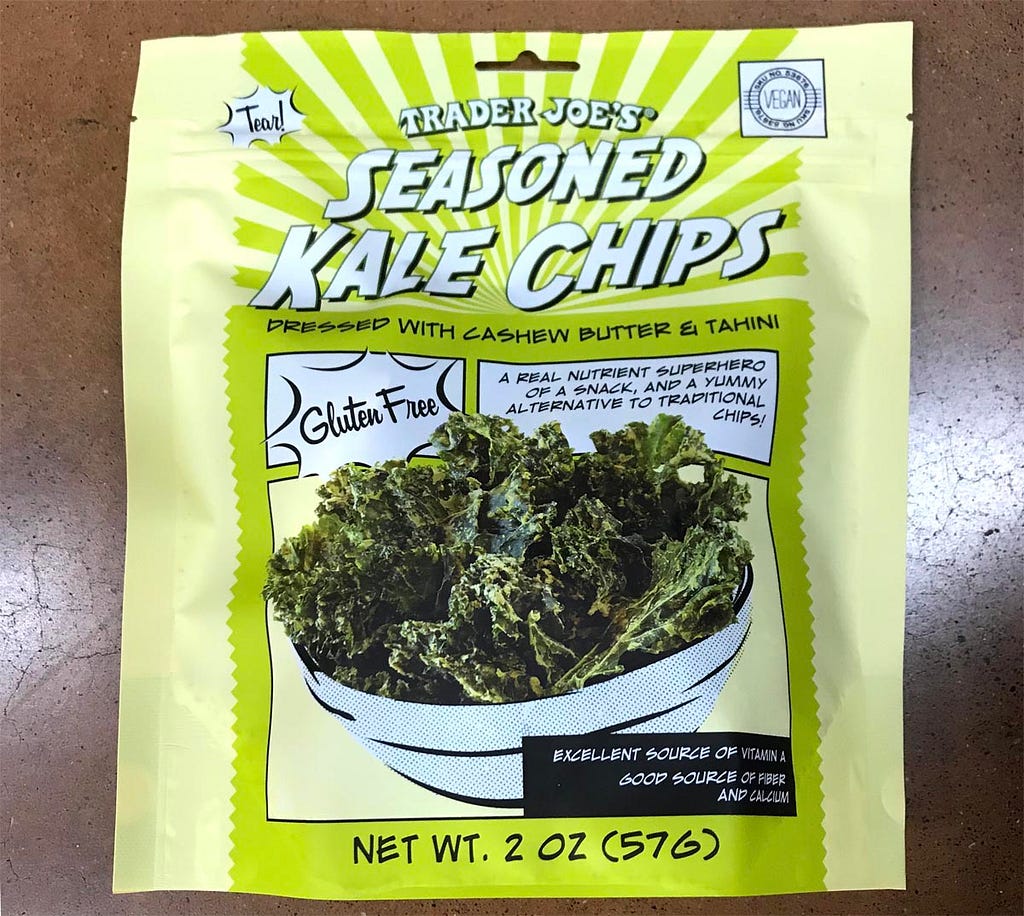 trader joe's paleo snack bag of seasoned kale chips