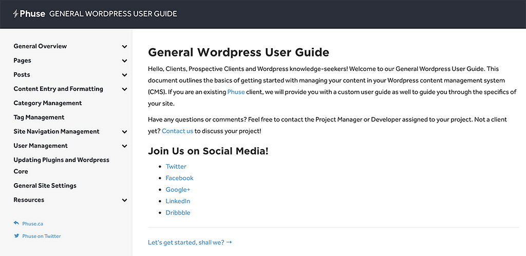 Phuse General Wordpress Guide screenshot