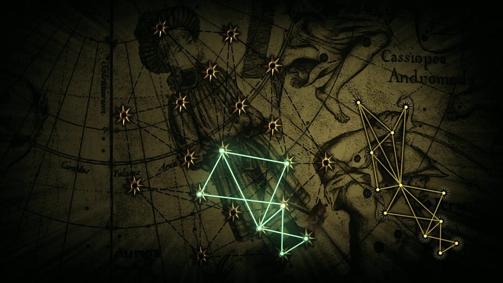 The star puzzle from Sherlock Holmes’s game, ruled to collect and connect all stars. Design activities seem similar: connecting the information and creating connections before choosing the final solution.