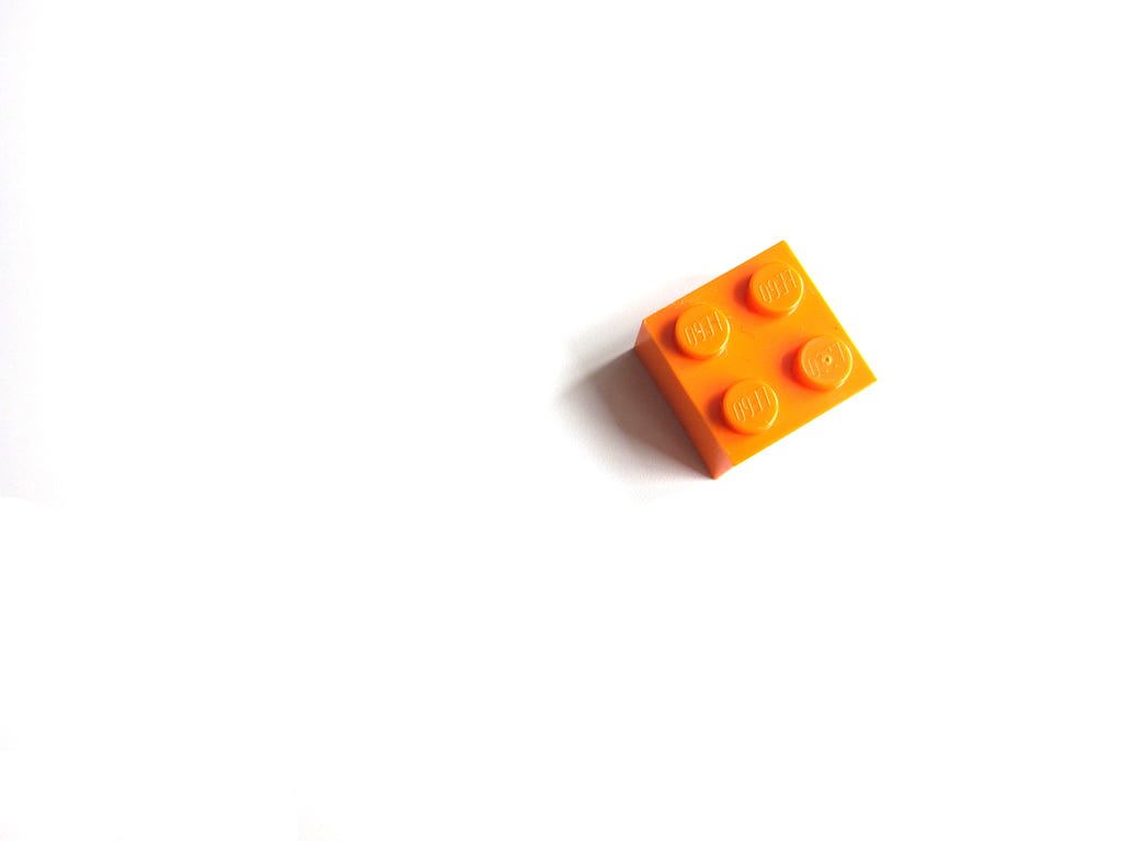 a lego on a white space