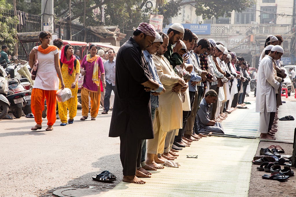 Call to Prayer outside of India's largest mosque, Jama Masjid
