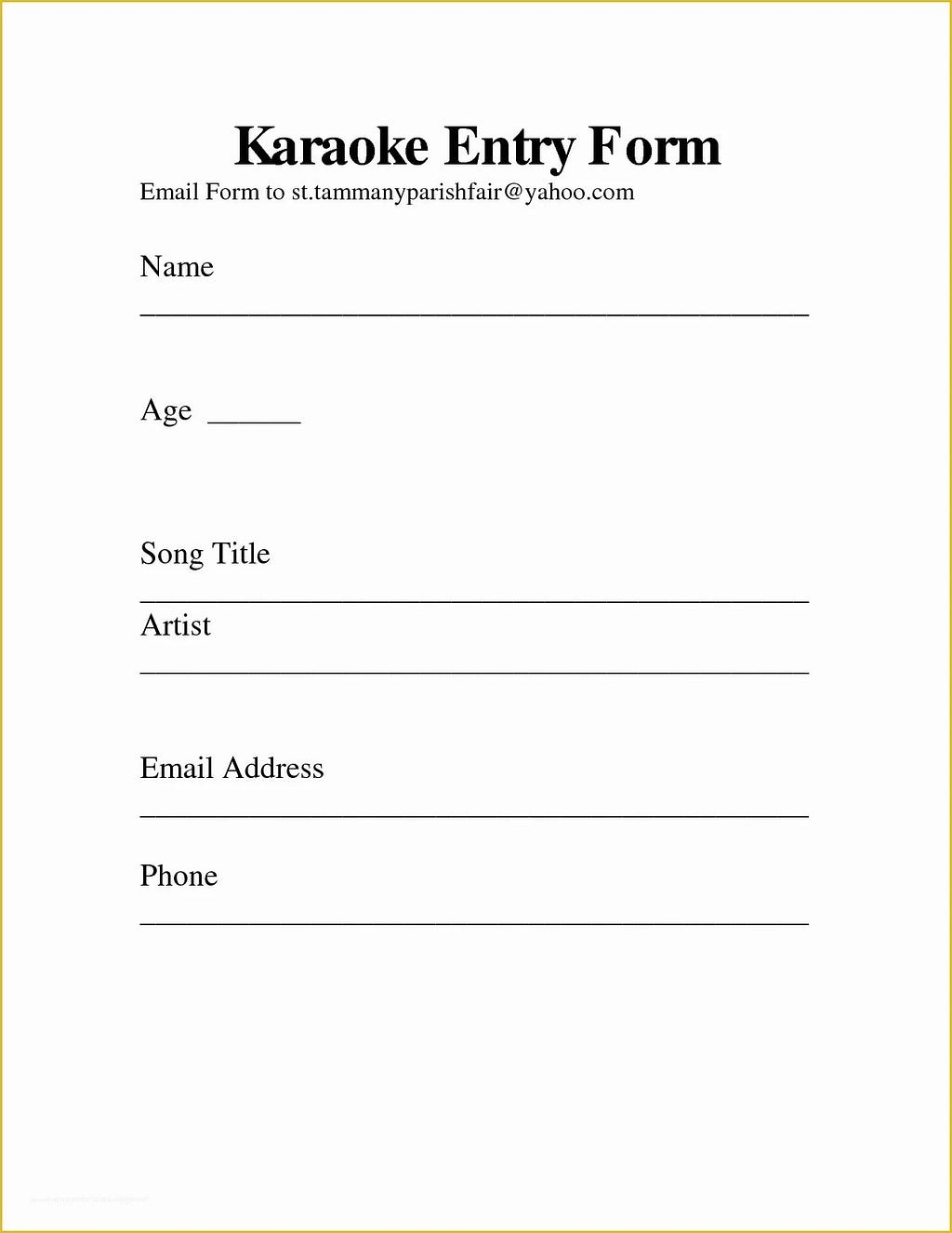 Free Printable Contest Entry form Template Of Entry form Templates Contest Template Word Free