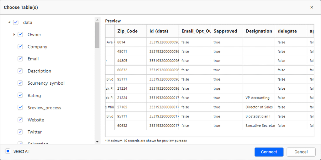 Raw data window