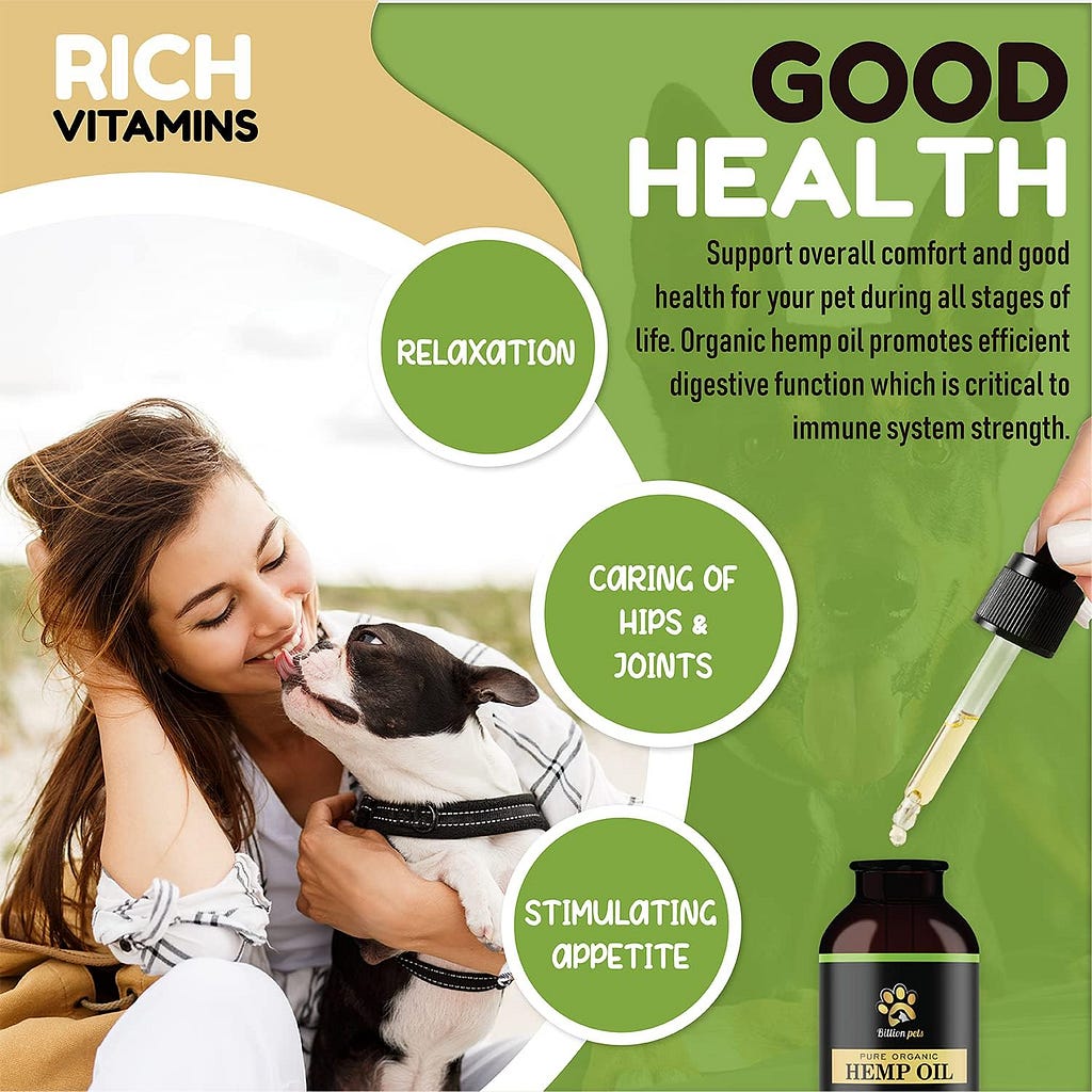 Hemp Oil for Dogs and Cats - Hemp Oil Drops with Omega Fatty Acids - Hip and Joint Support and Skin Health