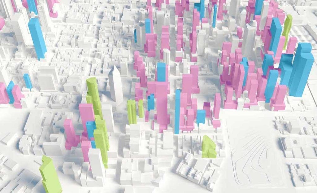 3D model of architectural change in a cityscape