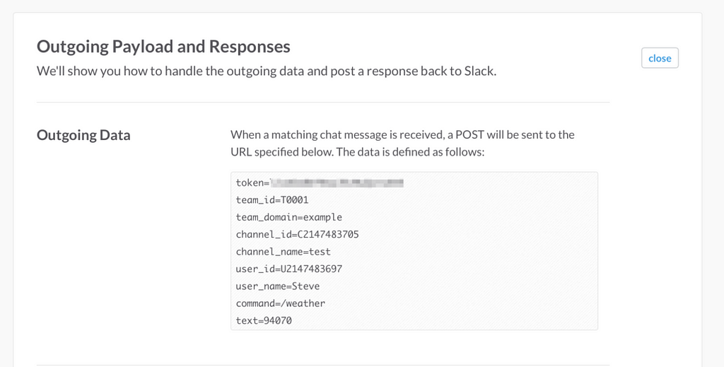 Slack output parameters