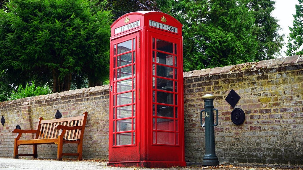 A typical red phone booth
