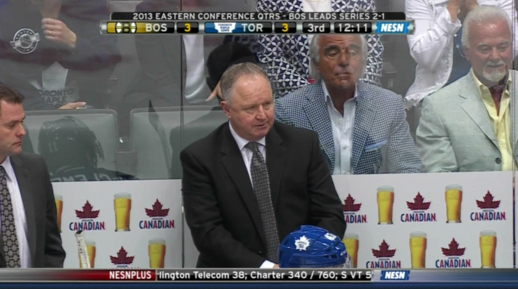 Tan dudes behind Maple Leafs