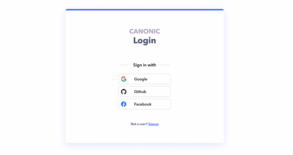 canonic login screen