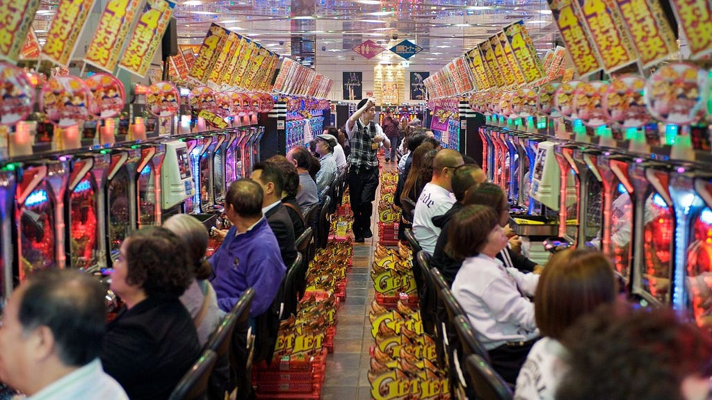 Image showing a Pachinko hall in Japan busy with players