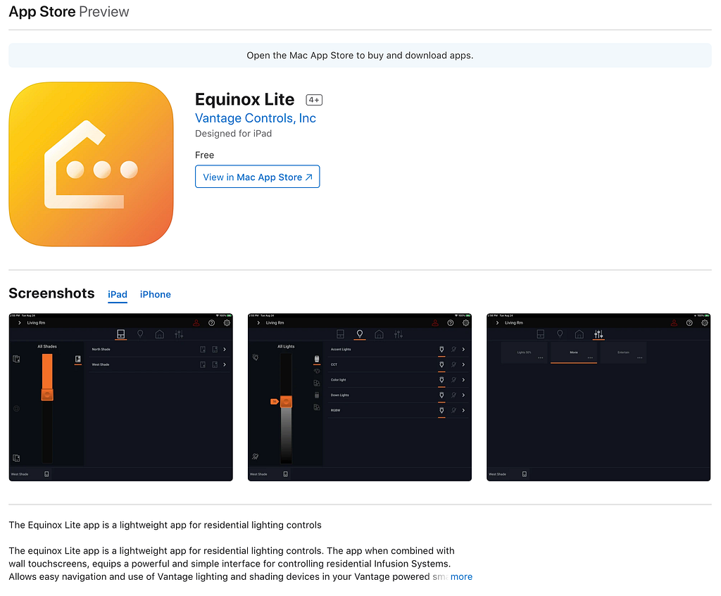 Screenshot of Equinox Lite from the app store