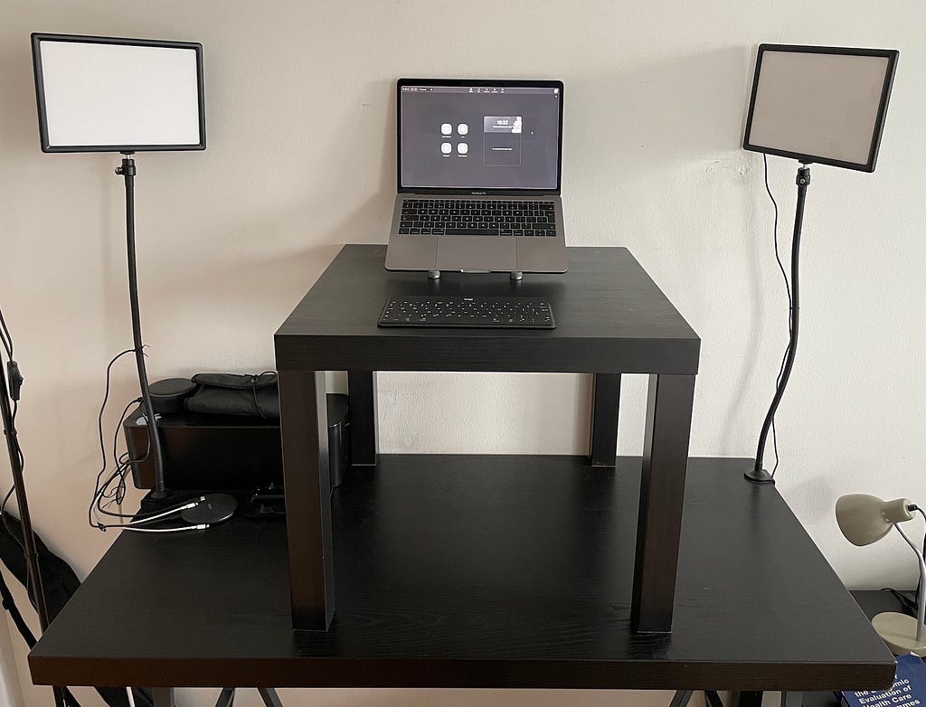 View of a DIY standing desk