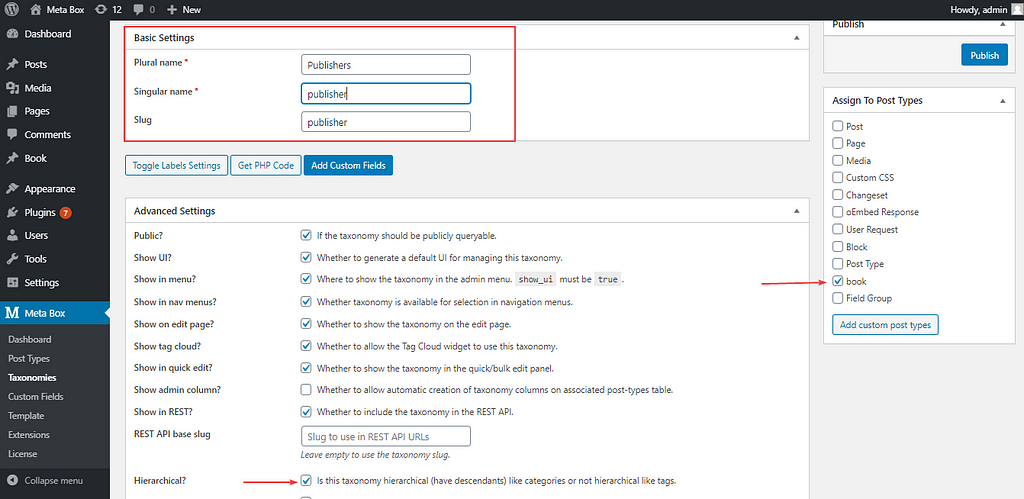 Create a custom taxonomy using Meta Box plugin to filter posts